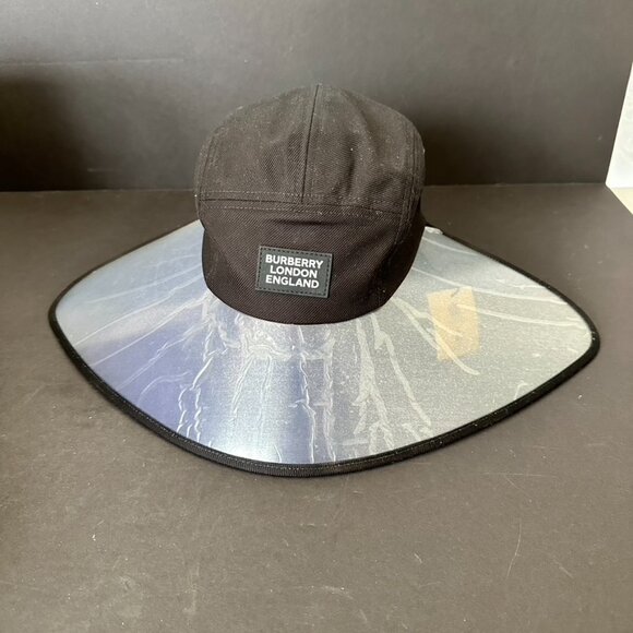 Burberry Logo Bonnet Bucket Hat Clear Visor Size M NEW - Picture 2 of 11
